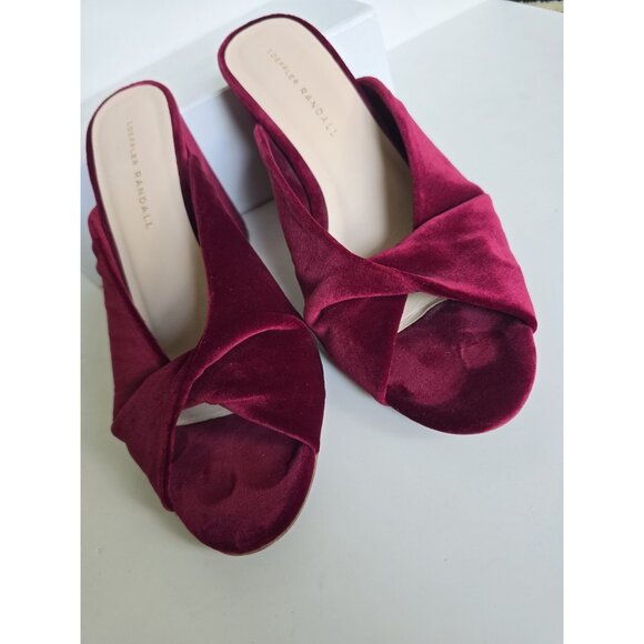Loeffler Randall Laurel Twist Velvet Burgundy Mule Open Peep Toe Heels Sandals 9 - Picture 9 of 14